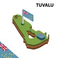 Info graphic Isometric map and flag of TUVALU. 3D isometric Vector Illustration