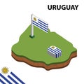 Info graphic Isometric map and flag of URUGUAY. 3D isometric Vector Illustration