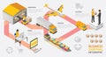 Info graphic isometric shipping service vector