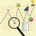 Info Graphic reporting and searching audit graph data analysis. Vector illustration