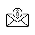 Black line icon for Info, inform and email
