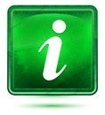 Info icon neon light green square button Royalty Free Stock Photo