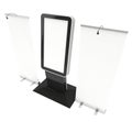 Info LCD screen floor stand with roll-up banners. Royalty Free Stock Photo