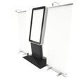 Info LCD screen floor stand with roll-up banners. Royalty Free Stock Photo