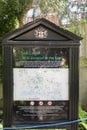 Info panel in St. Dunstan in the East Church Garden and Ruins. London. UK