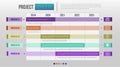 Project schedule chart daily and weekly timetable infographic design template.Overview planning timeline business vector