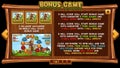 Info screen for slot game on wooden background