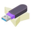 Info storage icon isometric vector. Modern metallic portable flash drive icon