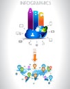 Infogarphics elements: technology and Clouds Royalty Free Stock Photo