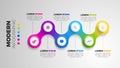 Infograph 6 element with circle step. graphic chart diagram, business timeline graphic design in bright rainbow color with icons