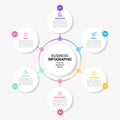 Infograph elements. Circle chart. 6 steps of business work process. Flowchart diagram. Graph icons for presentation