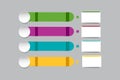 The infograph of four horizontal rectangles with white circle an