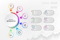 Infograph 6 steps element, diagram process with centre circle and numbers. Graphic chart diagram, business timeline Royalty Free Stock Photo