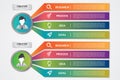 Business process infographics woman and man icons 4 steps or options.People concept statistic elements colorful for project