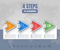 Four options or steps infographic on dotted world map abstract background. Business thin line icons. Royalty Free Stock Photo