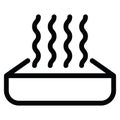Heat wave icon of warming up food, hot wave of fire, steam of boiling water on stove, smell of food on oven