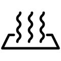 Heat wave icon of warming up food, hot wave of fire, steam of boiling water on stove, smell of food on oven