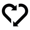 Heart icon with arrows, love symbol, hearth with repeat arrow Royalty Free Stock Photo