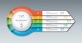 Infographic arrow layout with 5 steps, parts. Can be used for diagram, graph, chart, report, web design. Royalty Free Stock Photo