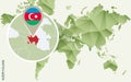 Infographic for Azerbaijan, detailed map of Azerbaijan with flag