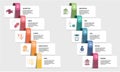 Infographic Banking template. Icons in different colors. Include Absorption, Credit, Leasing, Bank Account and others.