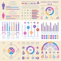 Infographic banners. Ui interface, information panel with finance graphs, pie chart and comparison diagrams vector set