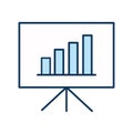 Infographic bars chart on board line and fill style icon vector design
