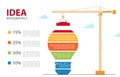 Infographic Big idea for business. 4 step chart info graphic. Color light bulb made of blocks Royalty Free Stock Photo