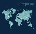 Infographic blue World Map symbol with global netw