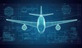 Infographic blueprint displays the precise technical details of a plane Creating using generative AI tools