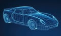 Infographic blueprint presents comprehensive technical drawing of a car. Creating using generative AI tools