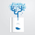 Infographic book open with leaf vector education clip tree