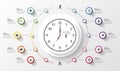 Infographic. Business Clock. Colorful circle with icons. Vector