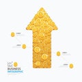 Infographic business coins arrow shape template design. success