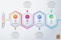 Infographic business design hexagon icons colorful marketing template vector. 4 options or steps in minimal style. You can used Royalty Free Stock Photo