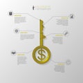 Infographic. Business key concept template. Gold vector Royalty Free Stock Photo