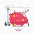Infographic business piggy bank shape template design. building Royalty Free Stock Photo
