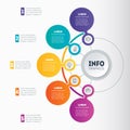 Infographic or Business presentation with 5 options. Web Template of a chart, mindmap or diagram with 5 steps. Vector dynamic inf