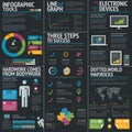 Infographic business vector template set on black background