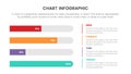 Infographic chart concept for slide presentation with 4 point list and horizontal bar and information on right for percent or Royalty Free Stock Photo