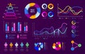 Infographic chart graphics. Diagram charts, data analysis graphs and statistics percentage charts vector illustration