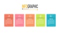 Infographic chart rectangle template 5 step business data illustration Royalty Free Stock Photo