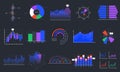 Infographic charts. Colorful data graphs, statistics dashboard chart and analytic presentation graph vector set