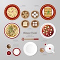 Infographic China foods business flat lay idea. Vector illustrat Royalty Free Stock Photo