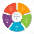 Infographic circle chart. Vector cycle diagram with 5 options. Royalty Free Stock Photo