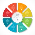 Infographic circle chart. Vector cycle diagram with 8 options. Royalty Free Stock Photo