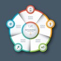 Infographic circle, process chart, cycle diagram. 5 steps. Vector template for business presentation, report, brochure Royalty Free Stock Photo