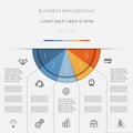 Infographic, color semicircle for template five positions