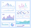 Infographic color vector illustration set. Info pie charts, digram, graph isolated design elements pack. Process