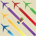 Infographic of Colorful Airplanes with Colorful Background, Vector Illustraton